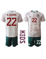 Mexiko Hirving Lozano #22 Venkovní dres pro děti MS 2022 Krátký Rukáv (+ trenýrky)